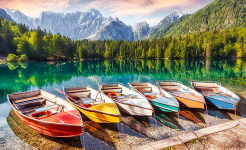 Fusine Lake Boats Jigsaw Puzzle