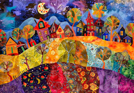 Nights in Town Quilt Jigsaw Puzzle