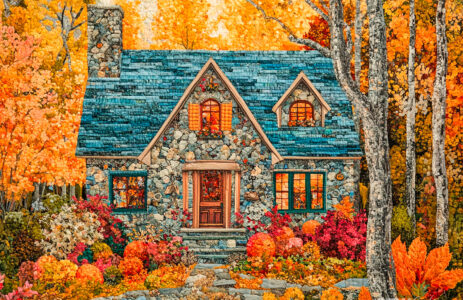 Quilted Autumn Cottage Jigsaw Puzzle