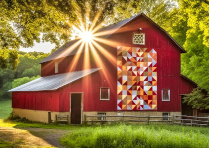 Sunlit Quilt Barn Jigsaw Puzzle