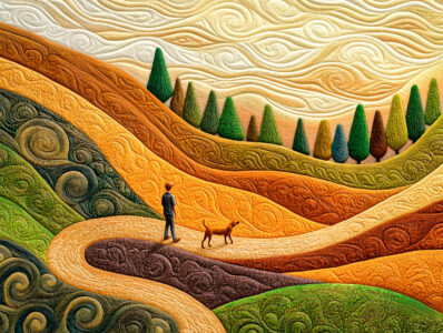 Walking the Dog Quilt Jigsaw Puzzle