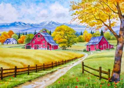 Watercolor Barn Jigsaw Puzzle